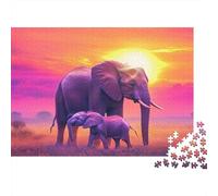 Bellissima mamma elefante e un cucciolo di elefante1000 Pezzi Impossibili Per Adulti, Giochi, Regali, Sfide Per BambiniSplendido tramonto sulla savana70x50cm/1000pcs