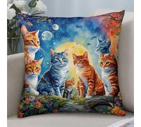 Bellissima Opera d'Arte Raffigurante Un Gatto Arancione 2 Pezzi Caso Fodere Microfibra Copricuscini Confortevole Copricuscini Divano per Camera da Letto Casa Letto 45X45Cm