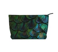 Bellissima piuma di pavone, Borsa per cosmetici in velluto a coste Borsa per il trucco Borsa da viaggio portatile