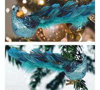 Bellissima Simulazione Uccellini con Code Piumate per Accento Albero di Natale