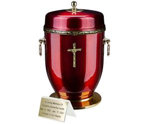 Bellissima urna crematoria in metallo rosso per le ceneri - Urna funeraria