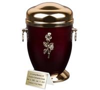 Bellissima urna di cremazione in metallo rosso per le ceneri - Urna funeraria