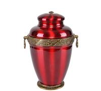 Bellissima urna funeraria in metallo rosso per le ceneri di un adulto