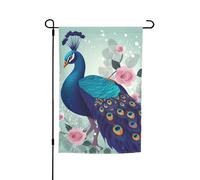 Bellissime bandiere con pavone e fiori per esterni, 30,5 x 45,7 cm, stampa su entrambi i lati, bandiere da giardino per esterni, bandiera per vacanze con occhielli, bandiera da cortile per casa e