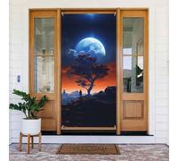Bellissime coperture decorative per porte con albero al chiaro di luna, decorazioni per interni ed esterni, primavera/estate/autunno/inverno, decorazioni natalizie di Halloween