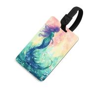 Bellissime etichette per bagagli a coda di sirena per valigie Etichette divertenti per identificazione bagagli Elegante etichetta per bagagli con anello nero per appendere l'etichetta identificativa
