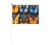 Bellissime mini bandiere a forma di farfalla, resistenti, 14 x 20 cm, piccole bandiere su bastoncini per esterni, cortile e giardino, confezione da 6 e 10 pezzi