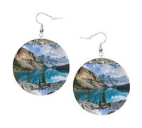 Bellissime montagne stampate orecchini piercing set per le donne, 1 paio di orecchini alla moda in ecopelle regalo di compleanno di Natale gioielli per le donne