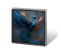 Bellissime spille e spille unisex con piume blu di fenice, quadrate e leggere, con spilla, per abbigliamento, scialle e cappello.