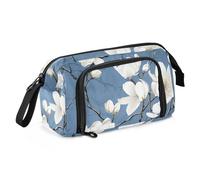 Bellissimi astucci per matite con fiori bianchi, grande capacità, astuccio con cerniera per la scuola dei bambini, Multicolore, Taglia unica, moderno