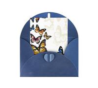 Bellissimi biglietti con stampa a farfalla con buste, fibbia verticale d'amore in carta bianca perla per imballaggio di auguri di festa