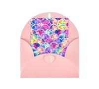 Bellissimi biglietti con stampa a sirena con colori arcobaleno con buste, fibbia verticale con scritta "Love" in carta perlata vuota per imballaggi