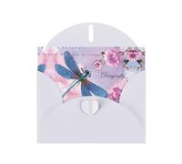 Bellissimi biglietti di auguri con stampa di libellule rosa e libellula, buste incluse, biglietti di auguri vuoti per matrimoni, eventi, compleanni