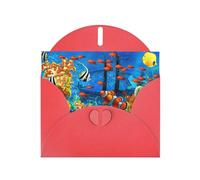 Bellissimi biglietti di auguri con stampa di pesci tropicali del mondo sottomarino, buste incluse, biglietti di auguri vuoti per matrimoni, eventi, compleanni