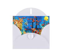 Bellissimi biglietti di auguri con stampa di pesci tropicali del mondo sottomarino, buste incluse, biglietti di auguri vuoti per matrimoni, eventi, compleanni