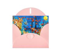 Bellissimi biglietti di auguri con stampa di pesci tropicali del mondo sottomarino, buste incluse, biglietti di auguri vuoti per matrimoni, eventi, compleanni