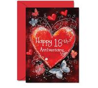 Bellissimi biglietti di auguri per il 18° anniversario di matrimonio, per donne, uomini, donne, uomini, cuore, elegante, per marito, moglie, fidanzato, fidanzata, 12,7 x 17,8 cm, splendido regalo