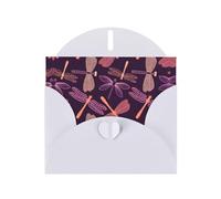 Bellissimi biglietti di auguri viola con libellula, buste incluse, biglietti di auguri vuoti per matrimoni, eventi, compleanni