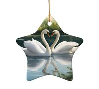 Bellissimi cigni bianchi sul lago, decorazione per albero di Natale, calza della Befana, idea regalo festiva, regalo per gli amici