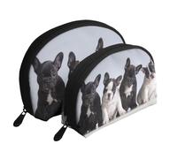 Bellissimi cuccioli di bulldog francese, Borsa per trucco a conchiglia Portamonete da donna Borsa da toilette piccola Borsa per cosmetici 2 pezzi