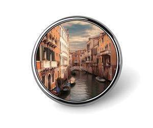 Bellissimi distintivi con vista sul canale di Venezia e design a bottone, spille con immagine personalizzata, porta badge rotondi per decorare cappelli, magliette, vestiti, borse e accessori.