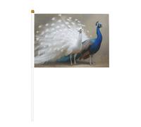 Bellissimi due pavoni piccole bandiere tenute in mano, mini bandiere su bastone per feste, attività di squadra, parate, decorazione per le vacanze, confezione da 10