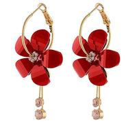 Bellissimi e Adorabili Gioielli da Donna Camellia Fiore Lungo Nappa Strass Partito Leaverback Orecchini Molto Pratico e Popolare Nice