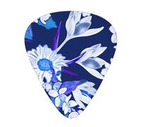 Bellissimi fiori bianchi con motivo blu,12 pezzi di plettri per chitarra, 3 plettri di diverso spessore per chitarra acustica, basso, ukulele