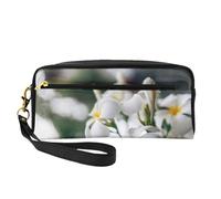 Bellissimi fiori bianchi di frangipani scia di plumeria, Borsa per il trucco Borsa per cosmetici Borsa da viaggio portatile da toilette Astuccio in pelle per donne e ragazze