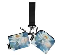Bellissimi fiori bianchi Portafogli da donna Custodie per carte di credito sottile piatto Custodia a portafoglio con tasca con cerniera per le signore 2 confezioni di carte di credito para