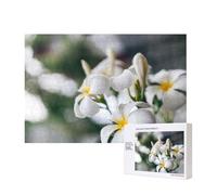 Bellissimi fiori di Plumeria con scia di frangipani bianco,Puzzle in legno da 300 pezzi per famiglie, per adulti e adolescenti, decorazioni per la casa