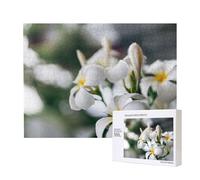 Bellissimi fiori di Plumeria con scia di frangipani bianco,Puzzle in legno da 500 pezzi, gioco di famiglia, puzzle per adulti e adolescenti, decorazioni per la casa
