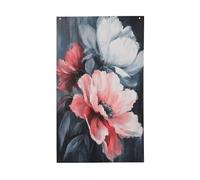 Bellissimi fiori in rosa e grigio bandiere per la casa da cortile, 0,9 x 1,5 m, striscione di auguri con occhielli per interni ed esterni, decorazioni per la casa