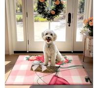 Bellissimi fiori Rosa Cesto di Non-Slip Assorbente Zerbino per Porta d'ingresso, Corridoio, Cucina