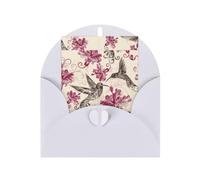 Bellissimi fiori stampa colibrì bianco perla carta biglietto di auguri, disegni verticali, buste per ringraziamento, inviti