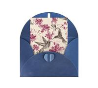 Bellissimi fiori stampa colibrì bianco perla carta biglietto di auguri, disegni verticali, buste per ringraziamento, inviti