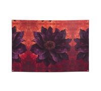 Bellissimi fiori viola che stampano striscioni per le vacanze e fondali da appendere, decorano facilmente la scena della tua festa