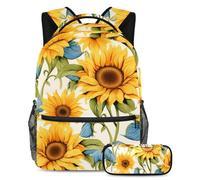 Bellissimi girasoli fanno una dichiarazione con questo set di 2 zaini alla moda per ragazzi ragazze adolescenti, Multicolore#03, B：29.4x20x40cm P：19x7.5x3.8cm, Zaini Daypack