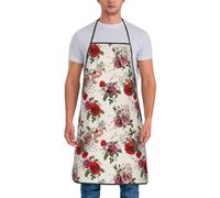 Bellissimi grembiuli da cuoco rosa rossa per uomo e donna - Grembiuli resistenti all'olio per cucina, barbecue e grill