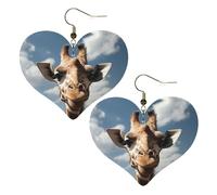 Bellissimi orecchini a forma di giraffa in pelle per donne, orecchini a forma di cuore, leggeri, orecchini pendenti gioielli, One Size, Nessuna pietra preziosa