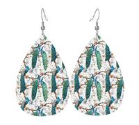Bellissimi orecchini a goccia in pelle alla moda con fiori di pavone leggeri bohémien set di gioielli regalo per donne e ragazze