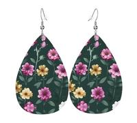 Bellissimi orecchini a goccia stampati con fiori viola per donne | Orecchini di datazione temperamento | Regalo di compleanno per la migliore amica, Misura unica, Pelle sintetica
