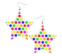 Bellissimi orecchini a pois da donna, scintillanti orecchini pendenti a stella, gioielli alla moda per una serata fuori, One Size, Pelle