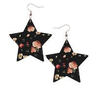 Bellissimi orecchini autunnali floreali da donna, orecchini pendenti a forma di stella scintillante, gioielli alla moda per una serata fuori, One Size, Pelle