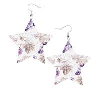 Bellissimi orecchini da donna a forma di foglie d'uva, scintillanti orecchini pendenti a forma di stella, gioielli alla moda per una serata fuori, One Size, Pelle