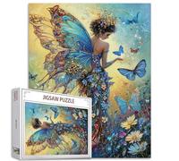 Bellissimi puzzle di fata Pixie per adulti 1000 pezzi, puzzle artistico blu farfalla elfo 50 x 68 cm puzzle colorati fai da te per la decorazione della casa, puzzle di famiglia perfetto per serate di