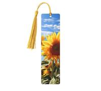 Bellissimi segnalibri in legno a forma di girasole per gli amanti dei libri, segnalibro fai da te fatto a mano con nappe colorate stampati su entrambi i lati, accessori artistici per libri, regalo per
