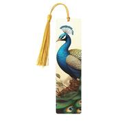 Bellissimi segnalibri in legno a forma di pavone per gli amanti dei libri, segnalibro fai da te fatto a mano con nappe colorate su entrambi i lati, segnalibri stampati su entrambi i lati, accessori