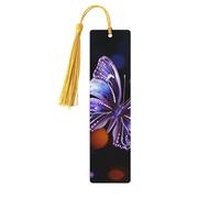 Bellissimi segnalibri in legno viola a forma di farfalla per gli amanti dei libri, segnalibro fai da te fatto a mano con nappe colorate stampati su entrambi i lati, accessori artistici per libri