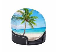 Bellissimi sotto chieri da spiaggia con supporto, confezione da 6 palme, paradiso estivo, isola tropicale, sotto chieri assorbenti in pelle PU, regalo di inaugurazione della casa per uomini e donn